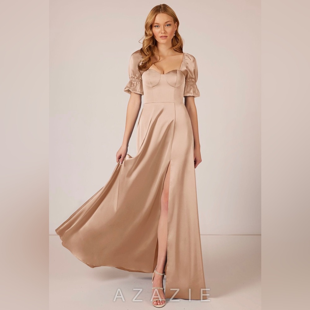 AZAZIE HARLIE STRETCH SATIN BRIDESMAID DRESS - ENGLISH ROSE
